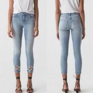 Agolde Sophie Sky Blue Cropped Jeans